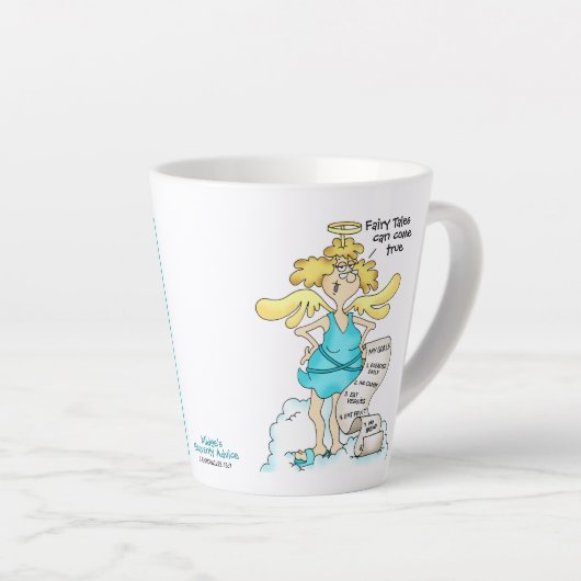 Christelijke Funny Cartoon Angel Diet Tip #1 Doels Latte Mok (Rechterhoek)