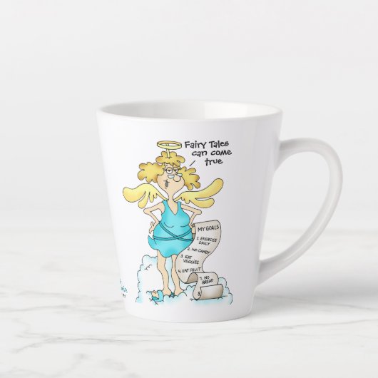 Christelijke Funny Cartoon Angel Diet Tip #1 Doels Latte Mok (Rechts)