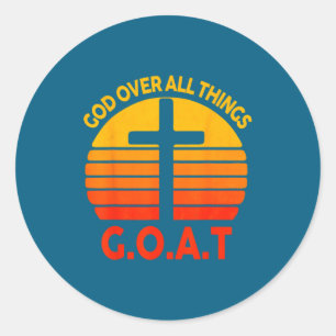 Christelijke G.o.a.t God Boven Alle Dingen Kruis V Ronde Sticker