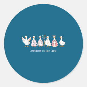 Christelijke gans Jezus houdt van domme gans relig Ronde Sticker