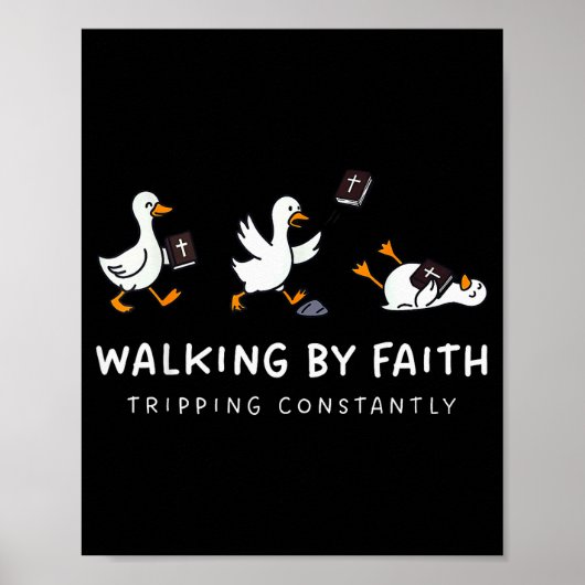 Christelijke Gans Wandelt Door Het Geloof Valt Con Poster (Voorkant)