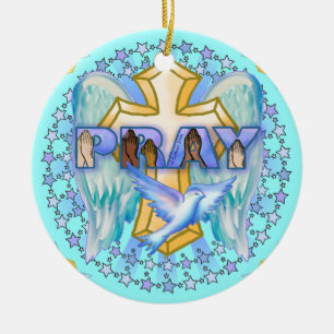 Christelijke gebedsvleugels keramisch ornament