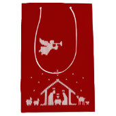 Christelijke Geboorte Lelijke Kersttrui Rood Wit Medium Cadeauzakje (Voorkant)