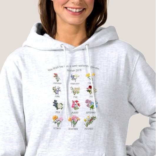 Christelijke GEBOORTEMAAND BLOEMEN Jan tot Dec Hoodie