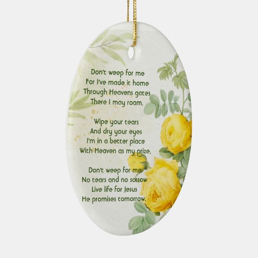 Christelijke Geheugenfoto Gele Rozen Tuinbloemen Keramisch Ornament (Rechts)