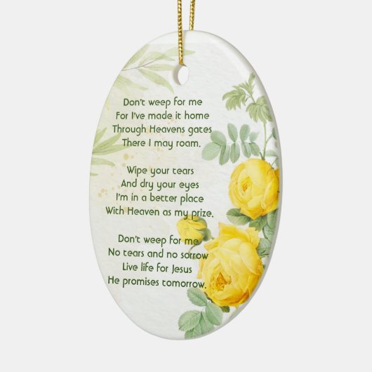 Christelijke Geheugenfoto Gele Rozen Tuinbloemen Keramisch Ornament (Links)