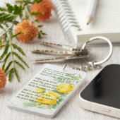 Christelijke Geheugenfoto Gele Rozen Tuinbloemen Sleutelhanger (Voorkant Rechts)