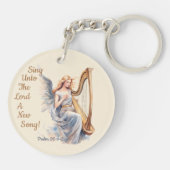 Christelijke geïnspireerde hemelse engel harp cirk sleutelhanger (Achterkant)