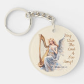 Christelijke geïnspireerde hemelse engel harp cirk sleutelhanger (Voorkant)