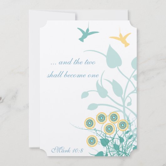 Christelijke Gele en Blauwgroen Uitnodiging Hummin (Achterkant)