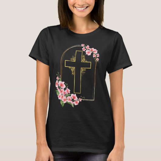 Christelijke geloof Jezus Religie is God Cross Flo T-shirt (Voorkant)