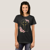Christelijke geloof Jezus Religie is God Cross Flo T-shirt (Voorkant volledig)