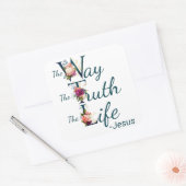 Christelijke geloofsbijbel Verse: Way Truth Life J Vierkante Sticker (Envelop)