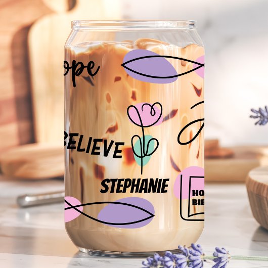 Christelijke geloofsnaam blikvorm glas