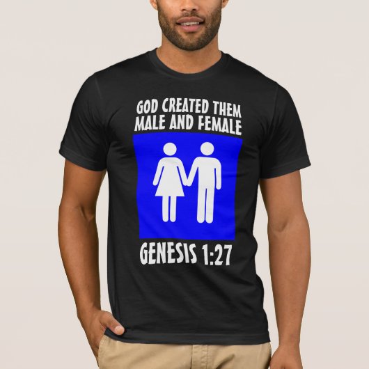 Christelijke GENESIS VOOR MANNEN EN VROUWEN 1:27 T T-shirt (Voorkant)