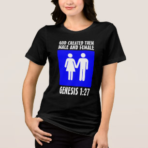 Christelijke GENESIS VOOR MANNEN EN VROUWEN 1:27 T Tri-Blend Shirt