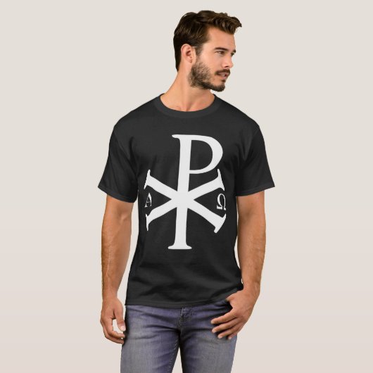 Christelijke geschiedenis Alpha Omega Chi Rho byza T-shirt (Voorkant volledig)