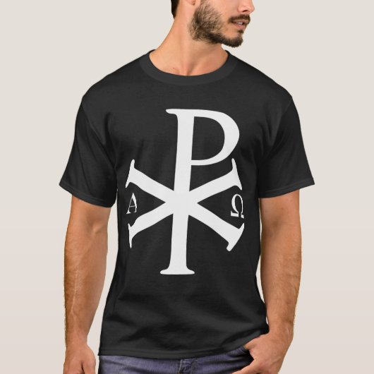 Christelijke geschiedenis Alpha Omega Chi Rho byza T-shirt (Voorkant)