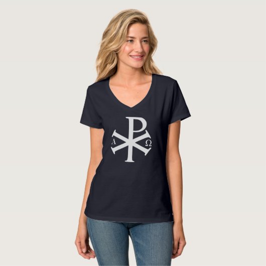 Christelijke geschiedenis Alpha Omega Chi Rho byza T-shirt (Voorkant volledig)
