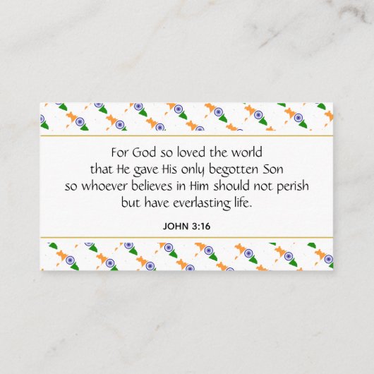 CHRISTELIJKE Geschriften Johannes 3:16 Visitekaartje (Achterkant)