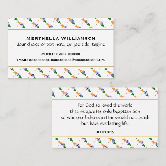 CHRISTELIJKE Geschriften Johannes 3:16 Visitekaartje (Voorkant / Achterkant)