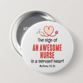 CHRISTELIJKE GEWELDIGE VERPLEEGKUNDIGE KNECHT HART RONDE BUTTON 7,6 CM (Voorkant /achterkant)