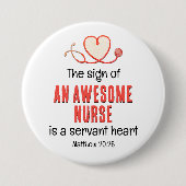 CHRISTELIJKE GEWELDIGE VERPLEEGKUNDIGE KNECHT HART RONDE BUTTON 7,6 CM (Voorkant)