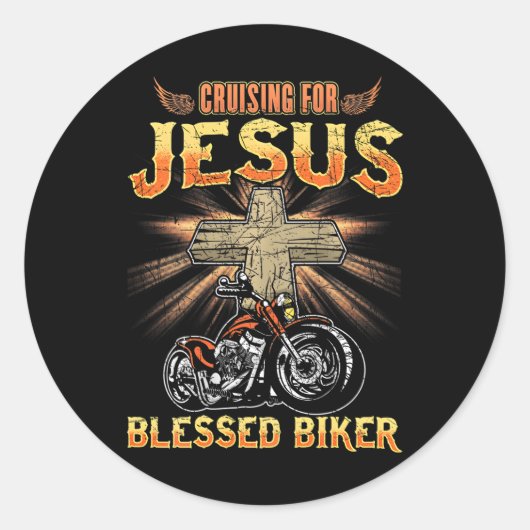 Christelijke Gezegende Biker Papa Vaders Dag Ronde Sticker (Voorkant)
