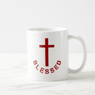Christelijke Gezegende Rode Kruis Typografie Koffiemok