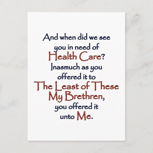 Christelijke gezondheidszorg briefkaart (Voorkant)