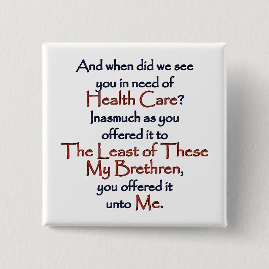 Christelijke gezondheidszorg vierkante button 5,1 cm (Voorkant)