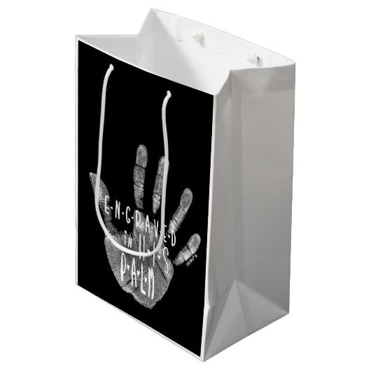 Christelijke Gift Bag Isaiah 49:16 gegraveerd Medium Cadeauzakje (Voorkant Gekanteld)