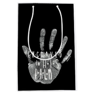 Christelijke Gift Bag Isaiah 49:16 gegraveerd Medium Cadeauzakje