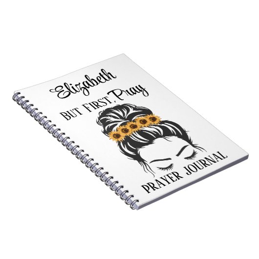 Christelijke Gift Prayer Quote First Pray Sunflowe Notitieboek (Rechterzijde)