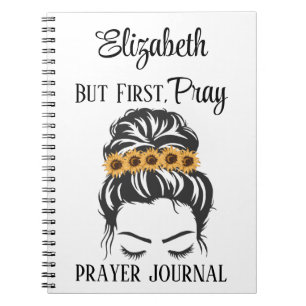 Christelijke Gift Prayer Quote First Pray Sunflowe Notitieboek