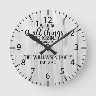 Christelijke Gift Rustic Wood Scripting Familienaa Ronde Klok