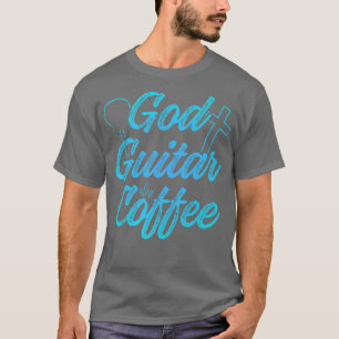 Christelijke gitarist God Koffee Church T-shirt
