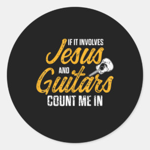 Christelijke gitarist Jesus Church Worship Guitar Ronde Sticker