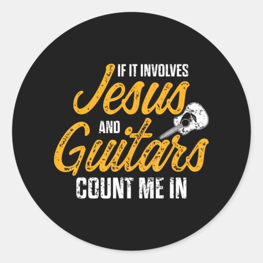 Christelijke gitarist Jesus Church Worship Guitar Ronde Sticker (Voorkant)