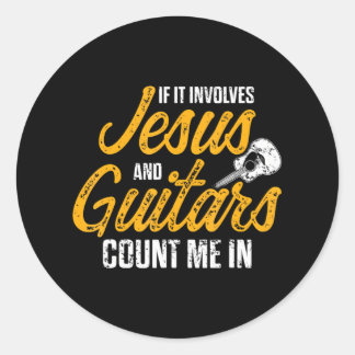 Christelijke gitarist Jesus Church Worship Guitar Ronde Sticker