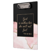 Christelijke God binnen haar roze zwarte goudmarme Klembord (Links)