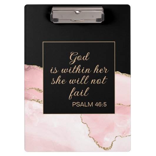 Christelijke God binnen haar roze zwarte goudmarme Klembord (Voorkant)