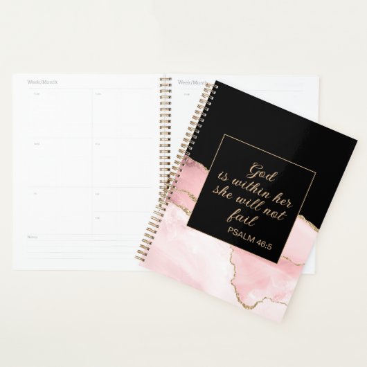 Christelijke God binnen haar roze zwarte goudmarme Planner (Display)