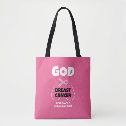 CHRISTELIJKE GOD IS GROTER DAN BORSTKANKER TOTE BAG (Voorkant)