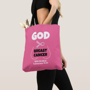 CHRISTELIJKE GOD IS GROTER DAN BORSTKANKER TOTE BAG