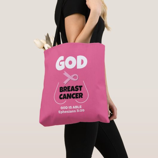 CHRISTELIJKE GOD IS GROTER DAN BORSTKANKER TOTE BAG (Dichtbij)