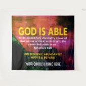 Christelijke GOD IS IN STAAT Efeziërs 3:20 Kerk Wandkleed (Voorkant (horizontaal))