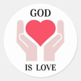 Christelijke God Is Liefde Hart & Handen  Ronde Sticker
