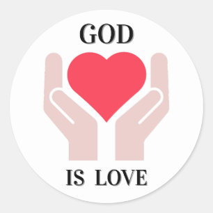 Christelijke God Is Liefde Hart & Handen Ronde Sticker