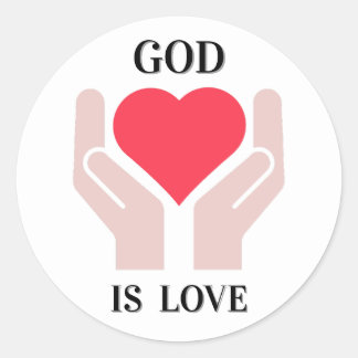 Christelijke God Is Liefde Hart & Handen Ronde Sticker